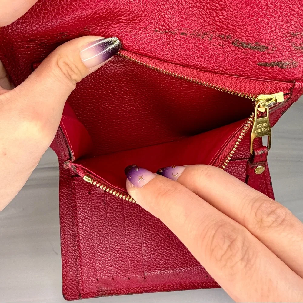 Louis Vuitton Curieuse Red Monogram Empreinte Leather Compact Wallet